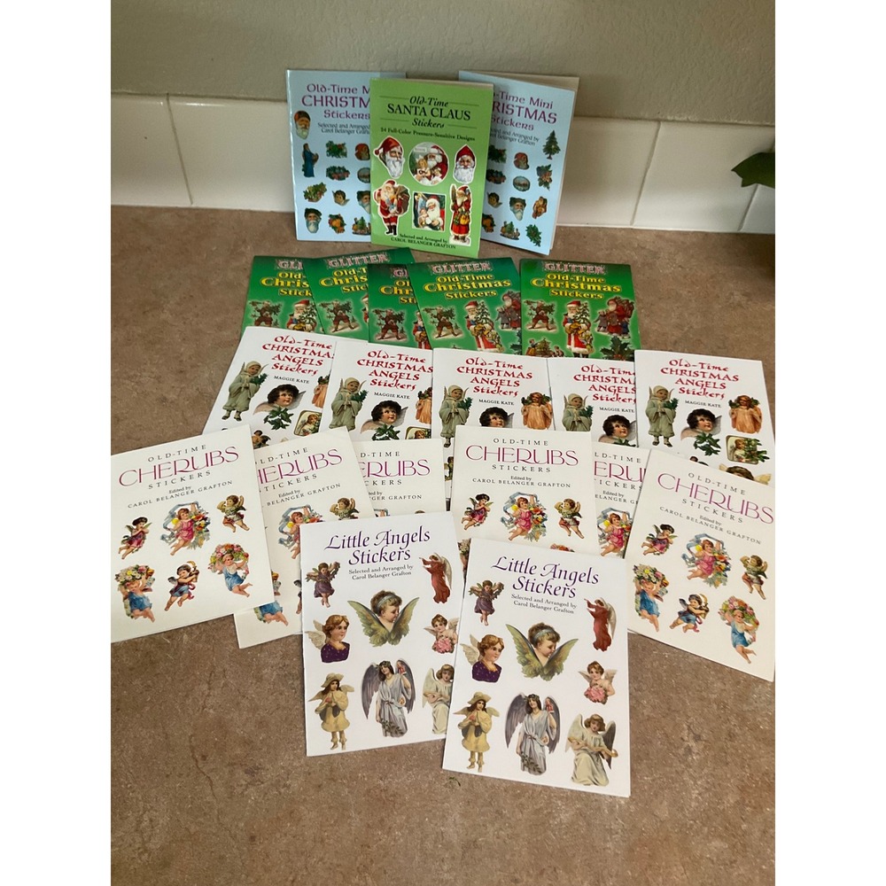 Dover Vintage Style Sticker Book Lot 21pc Christmas Santa Angels Cherubs Glitter